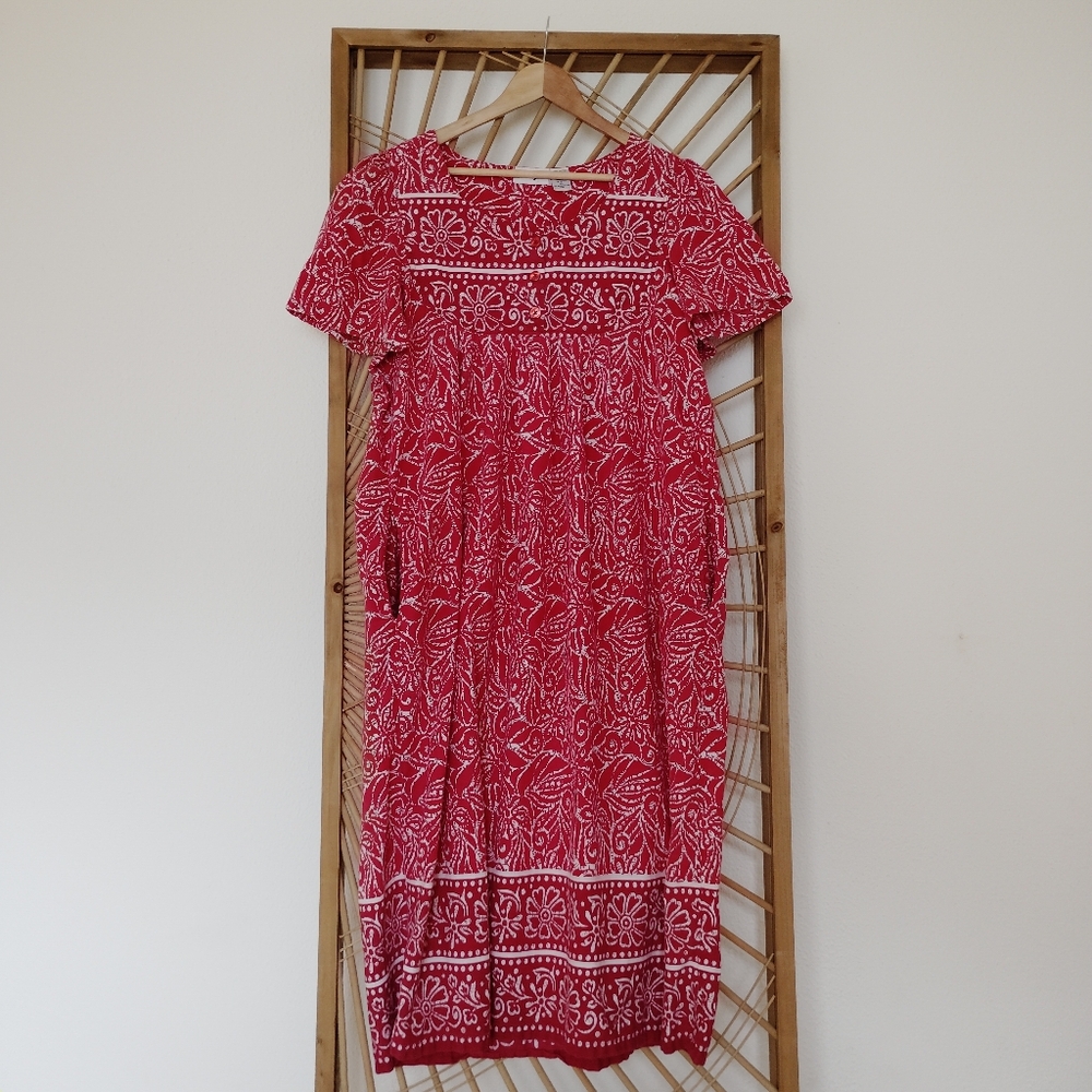 Vintage Loungees Cotton Floral Batik Maxi Dress / Size XL